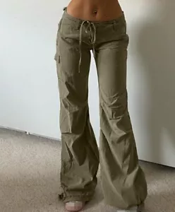 Women's Fashion Wide Leg Long Pants Low Waist Flared Trousers Bell Bottoms New - Picture 1 of 5