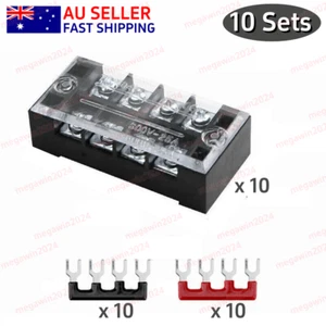 10 Sets Dual Row 4 Position Screw Terminal Electric Barrier Strip Block 600V 25A - Picture 1 of 8
