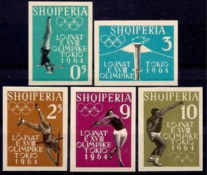 Albania 1964 Juegos Olímpicos de Tokio Deportes Atletismo Alto Buceo/Bóveda de postes/Javelina Estampillada sin montar o nunca montada - Imagen 1 de 1