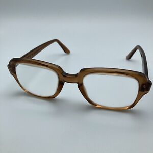 Vintage Military USS 4 1/2 - 5 3/4 Eyeglasses *Frame Only* Brown Amber 50 22 140
