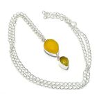 Yellow Onyx Gemstone 925 Sterling Silver Gift Necklace 18" I295