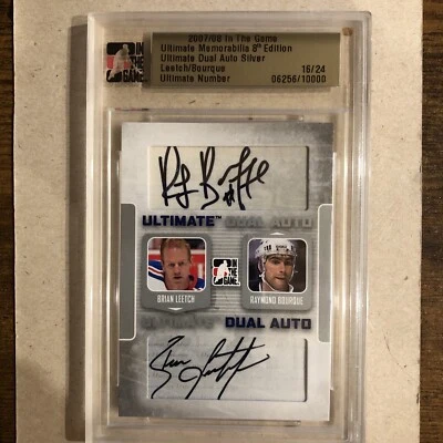 BRIAN LEETCH RAY BOURQUE 07/08 IN THE GAME SLABBED CARD DUAL AUTOGRAPH AUTO /24 - Image 1 of 4
