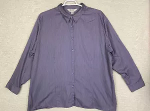 Camicia vintage casual angolare donna 3Xplus a righe manica a L con bottoni 100% cotone - Foto 1 di 12