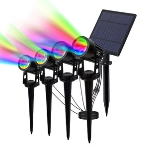 4Pcs LED RGB Solar Powered Lamp Outdoor Garden Waterproof Landscape Spot Lights - Picture 1 of 9