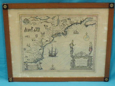 ANTIQUE JANSSON  MAP 1630 NOVA ANGLIA NOVUM BELGIUM et VIRGINIA  - Image 1 of 4