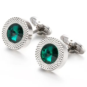 Men Cufflinks 1 Pair of Shirt Suit Fashion Cuff Links Jewelry Rhinestone Classic - Picture 1 of 6