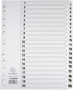 1-20 Extra Wide White Dividers A4+ Exacompta Guildhall Home Office School - Picture 1 of 5