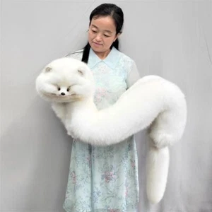 Women&Men Real Whole White Fox Fur Shawl Cape Wrap Scarf Fur Collar Neck Warmer - Picture 1 of 3