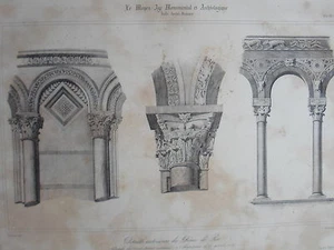 Détails extérieur du DOME de PISE ITALIE GRAVURE ARCHITECTURE MOYEN AGE XIXéme - Bild 1 von 2