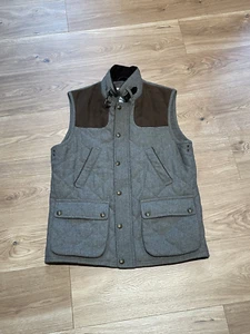 Jos.A.Bank Gray Herringbone Wool Blend Zip Buckle Quilted Vest Size M - Picture 1 of 2