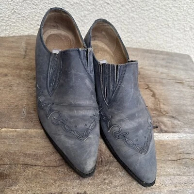 Botines GUESS GEORGES MARCIANO AÑOS 90 Vintage Cuero Gris Tacón Colgado Talla 8 Foto 1 de 4