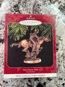 1999 HALLMARK KEEPSAKE ORNAMENT COLLECTORS PONY EXPRESS RIDER THE OLD WEST - Picture 1 of 3