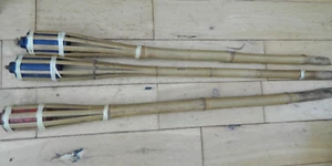 3 Large Vintage Bamboo Torch Garden Lanterns 90cm - Picture 1 of 3