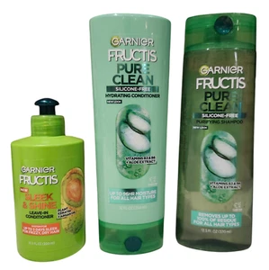 Garnier Fructis PURE CLEAN Hair ALOE Shampoo Conditioner + Leave In Conditioner - Picture 1 of 1