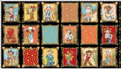 Diseño Loralie - Panel de tela acolchado negro occidental Whoa Girl - Vaquera y botas Foto 1 de 4