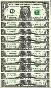 10 Consecutive 2006 $1 HC Block FRNs - Gem Crisp Uncirculated - Picture 1 of 2