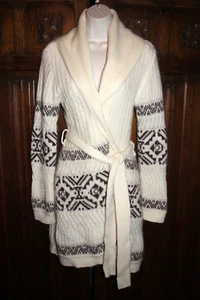 Moda Largo Cowichan Boho Suéter M/L Abrigo Mezcla Lana Alpaca Abrigo Usado Una Vez! - Imagen 1 de 7