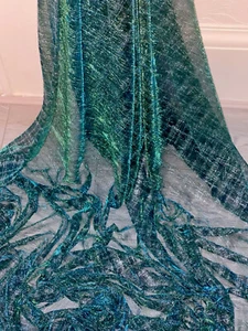 2.5Moonlight Shimmer Metallic Mesh Net Fabric Two Tone  Teal Green Turquoise 52” - Picture 1 of 10