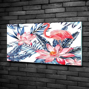 Wandbild Glas-Bild Druck auf Glas 100x50 Deko Tiere Flamingos Pflanzen - Bild 1 von 6