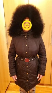 Celine Modele Depose Ski gefütterte Jacke/Mantel, abnehmbarer Hoodie Fell Waschbär (3500$) - Bild 1 von 12