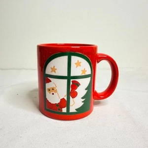 Taza de café roja Waechtersbach vintage campana de ventana de Santa árbol de Navidad - Imagen 1 de 6