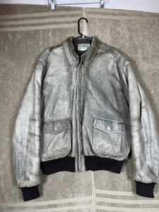 Vintage LL Bean Brown Goatskin Leather Flying Tiger A2 Bomber Jacket USA Size 46 - Picture 1 of 16