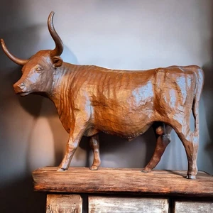 Vintage Red Mill Mfg Bull Sculpture Pecan Shell Resin 1987 BEVO UT - Picture 1 of 13