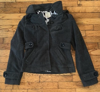 Abrigo Anthropologie Tul Mezcla Lana Recortado Gris Talla Mediana  Foto 1 de 4