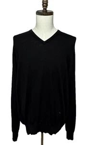 Peter Millar Sweater Mens XXL Black Merino Wool Silk Pullover V Neck Long Sleeve - Picture 1 of 11