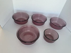 CORNING VISIONS CRANBERRY 1 PINT RUNDE KASSEROLLEN C-16-B MENGE 4 + MINI PYREX - Bild 1 von 6