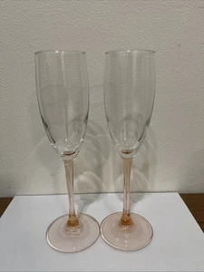 Vintage Pink Stem Base Epicure Luminarc Champagne Glasses France 1991, 8 3/4 In - Picture 1 of 7