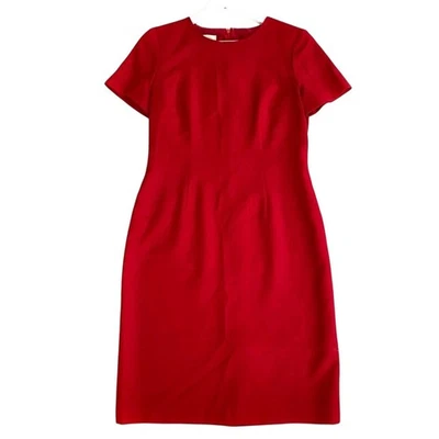 Vintage Talbots Wool Red Sheath Dress Women’s Size 6 Crepe Short Sleeve - Image 1 of 4