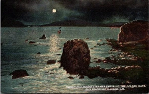 Postal de barco SAN FRANCISCO, California CA Steamer entrando en Golden Gate - Imagen 1 de 2