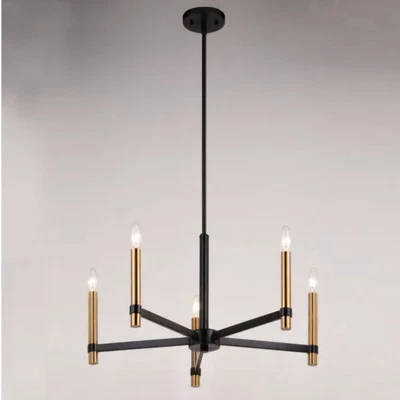 Vaxcel Lighting H0267 Mujer 5 Luces 25"W Estilo Vela Cónica - Negro Mate / Foto 1 de 3