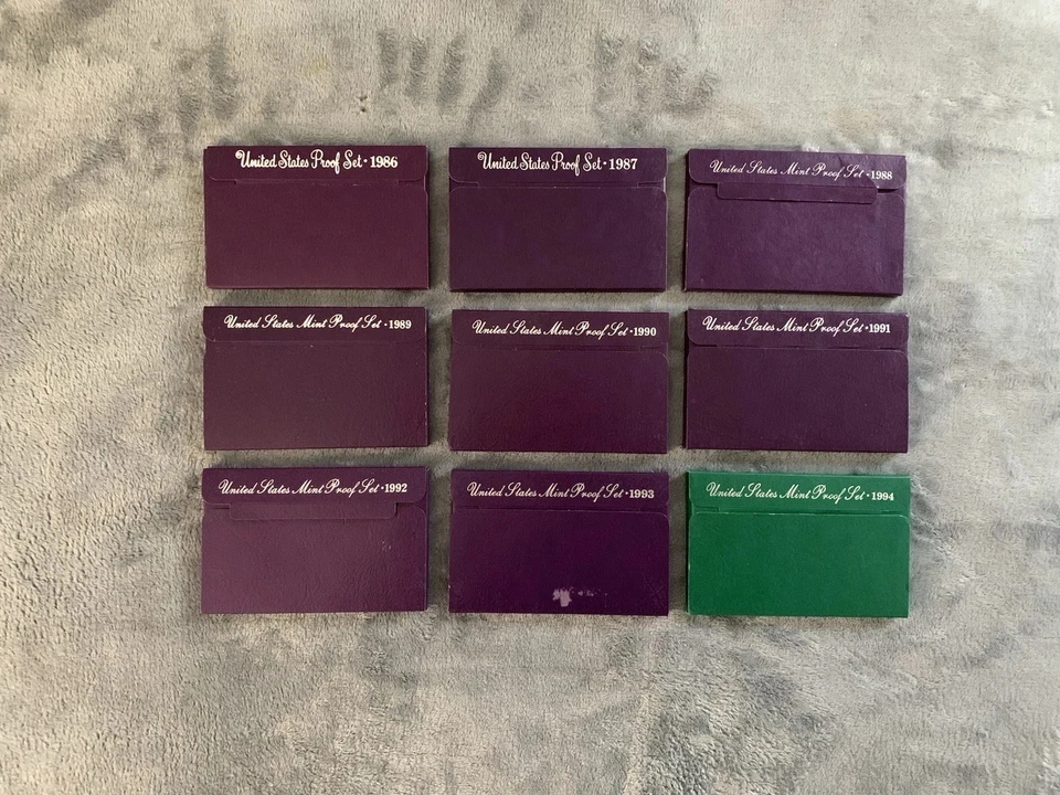 United States Mint Proof Sets (1986-1994) LOT of 9 OGP 45 Coins - Image 1 of 2