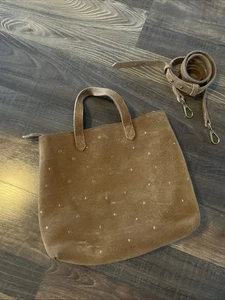 Madewell Transport Tote Suede Leather Small Crossbody Bag Metallic Dots - Picture 1 of 19