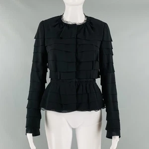 Schwarzer Seiden-Lagenlook-Blazer von Nina Ricci Größe 6 - Bild 1 von 8