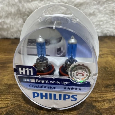 Philips Crystal Vision Automobile Car Headlight Bulbs H11 Bright White Light - Image 1 of 4