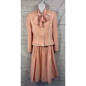 Mansfield Vtg 3 Piece Skirt Suit Dusky Pink Sz 10 Fits 6 1970's Clueless Preppy - Picture 1 of 9