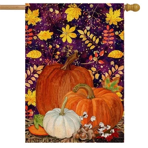 Pumpkin House Flag 28 x 40 Inch Double Sided, Large Garden Yard Flags for Aut - Picture 1 of 7