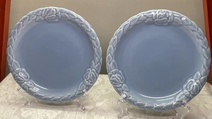 Christian Dior FRENCH COUNTRY ROSE Blueberry Blue Salad Plate Set Of 2 HTF 8”D - Picture 1 of 11