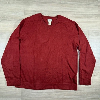 LL Bean Men's Crew Neck Sweater Red Cotton Cashmere Blend Knit Top Size XL - Image 1 of 4