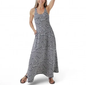 Pact Fit & Flare Maxikleid mit offenem Rücken Gr. XS Bio-Baumwolle marine weiß gestreift - Bild 1 von 20