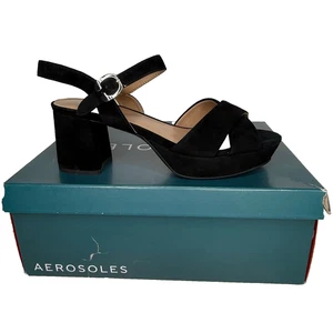 Nuevos Sandalias de vestir Aerosoles para mujer Cosmos negras de gamuza con tacón Zapatos Talla 8,5 M - Imagen 1 de 9