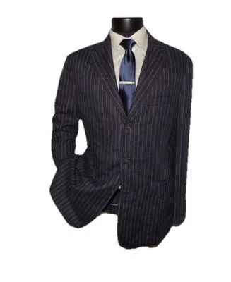 J.Crew Men's Short Wool Button Coat Jacket Charcoal Gray Pinstripe 38S In Macau - Image 1 of 4