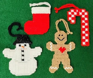 ADORNOS DE NAVIDAD PUNTA DE AGUJA 4 HILOS LONA DE PLÁSTICO DE COLECCIÓN CARAMELO MUÑECO DE NIEVE MEDIAS - Imagen 1 de 11