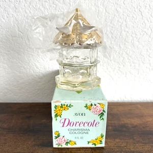 Avon Dovecoat Charisma Cologne Octagon Glass Bird House VTG 1970s w/Box_Empty - Picture 1 of 11