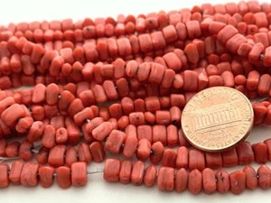 Vintage 3 x 6mm Coral Lucite Nugget Beads 280 - Picture 1 of 2
