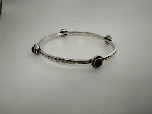 Beautiful James Avery Sterling  Hammered Bangle / Bracelet With Stones