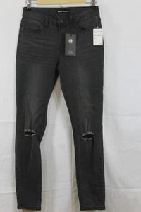 Pantalones de mezclilla para mujer Ashley Mason gris oscuro destruidos talla 27 nuevos con etiquetas - Imagen 1 de 4